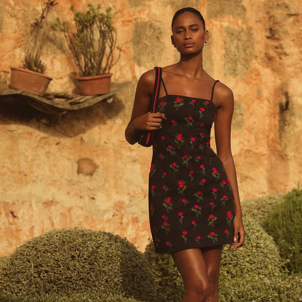 NWT Maeve the Brynne Floral Embroidered Black Dress
